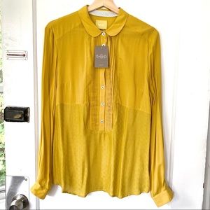 NWT Maeve Anthropologie Mustard Yellow Blouse 10